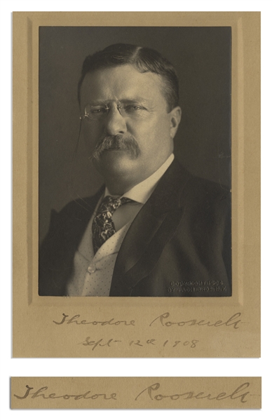 Theodore Roosevelt Photo Mat Signed as President